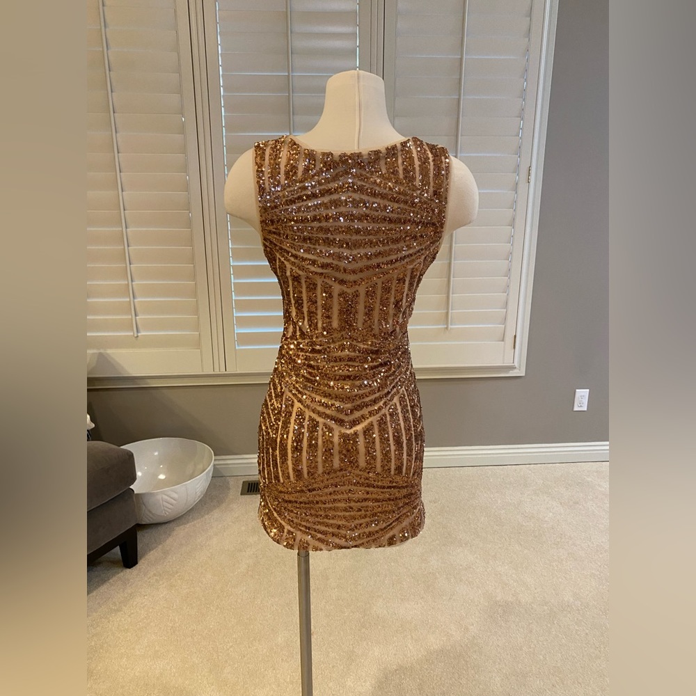 Black Brand Rose Gold Sequin Dress (Size Small) - Picture 2 of 3